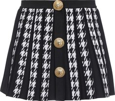 Юбка Balmain Houndstooth Pleated Knit Mini Skirt &apos;Noir/Blanc&apos;, черный