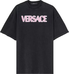 Футболка Versace Logo Print T-Shirt &apos;Black/Fuchsia&apos;, черный