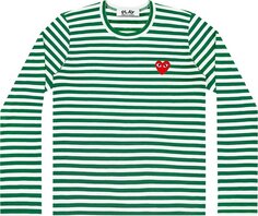 Футболка Comme des Garçons PLAY Heart Striped T-Shirt &apos;Green/White&apos;, зеленый