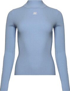 Свитер Courrèges Mockneck Rib Knit Sweater &apos;Sky&apos;, синий Courreges
