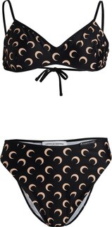 Бикини Marine Serre Printed Two-Piece Bikini &apos;All Over Moon Black On Tan&apos;, загар