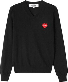 Пуловер Comme des Garçons PLAY Heart V Neck Pullover &apos;Black&apos;, черный