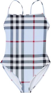 Купальник Burberry Check Stretch Nylon Swimsuit &apos;Pale Blue&apos;, синий