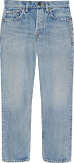 Джинсы Saint Laurent 90&apos;s Mid-Waist Cropped Jeans &apos;Light Dirty Authentic&apos;, синий