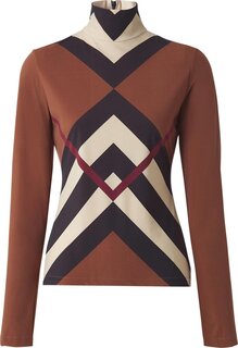 Топ Burberry Chevron Check Print Turtleneck Top &apos;Dark Birch Brown&apos;, коричневый