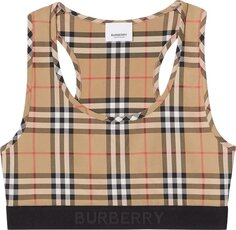 Топ Burberry Logo Detail Vintage Check Bra Top &apos;Archive Beige&apos;, коричневый