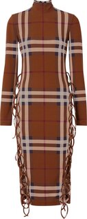 Платье Burberry Check Stretch Side-Tie Dress &apos;Dark Birch Brown&apos;, коричневый