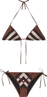Бикини Burberry Chevron Check Stretch Triangle Bikini &apos;Dark Birch Brown&apos;, коричневый