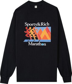 Футболка Sporty &amp; Rich Marathon Long-Sleeve T-Shirt &apos;Black&apos;, черный