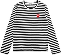 Футболка Comme Des Garçons Play Striped Heart Long-Sleeve T-Shirt &apos;Black/White&apos;, черный