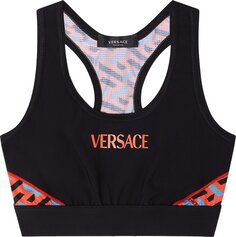 Бюстгальтер Versace Monogram Print Sports Bra &apos;Black/Orange&apos;, черный