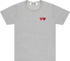 Футболка Comme des Garçons PLAY Double Heart T-Shirt &apos;Grey&apos;, серый