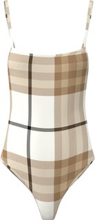 Купальник Burberry Check Print Swimsuit &apos;Frosted White/Beige&apos;, белый