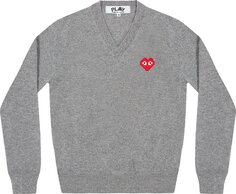 Пуловер Comme des Garçons PLAY Heart V Neck Pullover &apos;Light Grey&apos;, серый