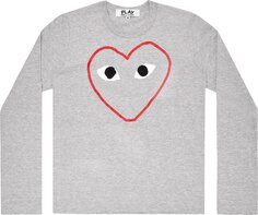 Лонгслив Comme des Garçons PLAY Grey Heart Logo Long-Sleeve Tee &apos;Grey&apos;, серый