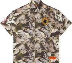 Рубашка Heron Preston Camo Popeline Bowling Shirt &apos;Camou Green&apos;, зеленый