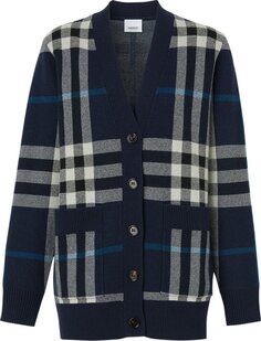 Кардиган Burberry Check Jacquard Oversized Cardigan &apos;Dark Charcoal Blue&apos;, серый