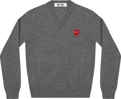 Пуловер Comme des Garçons PLAY Heart V Neck Pullover &apos;Grey&apos;, серый