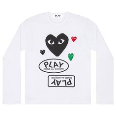 Футболка Comme des Garçons PLAY Multi Logo Long-Sleeve T-Shirt &apos;White&apos;, белый