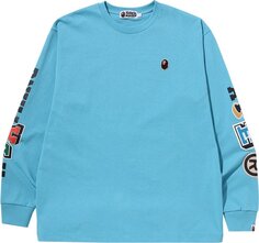 Лонгслив BAPE Multi Fonts Relaxed Fit Heavy Weight Long-Sleeve &apos;Sax&apos;, синий