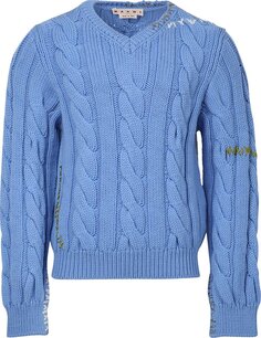 Свитер Marni Long-Sleeve V-Neck Sweater &apos;Iris Blue&apos;, синий