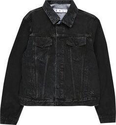 Куртка Off-White Stencil Slim Denim Jacket &apos;Black/Medium Blue&apos;, черный