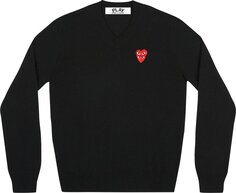 Свитер Comme des Garçons PLAY Double Heart Logo V-Neck Sweater &apos;Black&apos;, черный