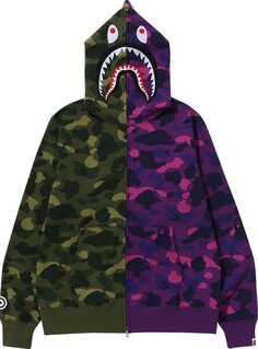 Худи BAPE Color Camo Shark Full Zip Hoodie &apos;Green/Purple&apos;, разноцветный