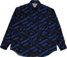 Рубашка Versace Informal Monogram Shirt &apos;Navy/Black&apos;, синий