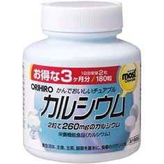 Кальций+витамин D Orihiro со вкусом йогурта,180 капсул