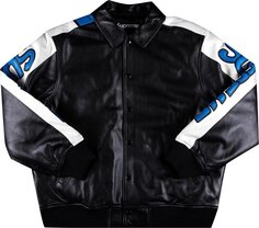 Куртка Supreme x Smurfs Leather Varsity Jacket &apos;Black&apos;, черный