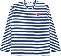 Футболка Comme des Garçons PLAY Striped Big Heart Long-Sleeve T-Shirt &apos;Blue/White&apos;, синий