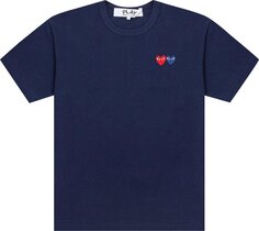 Футболка Comme des Garçons PLAY Double Hearts T-Shirt &apos;Navy&apos;, синий