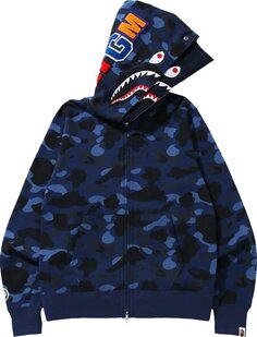 Худи BAPE Color Camo Shark Wide Full Zip Double Hoodie &apos;Navy&apos;, синий