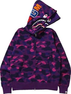 Худи BAPE Color Camo Shark Wide Full Zip Double Hoodie &apos;Purple&apos;, фиолетовый