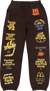 Спортивные брюки Cactus Jack by Travis Scott x McDonald&apos;s Sticker Bomb Sweatpants &apos;Brown&apos;, коричневый