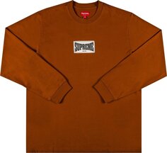 Лонгслив Supreme Woven Label Long-Sleeve Top &apos;Rust&apos;, коричневый
