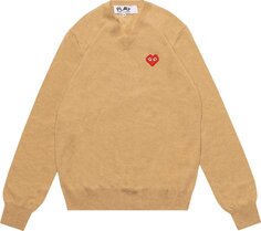 Пуловер Comme des Garçons PLAY Heart V Neck Pullover &apos;Camel&apos;, загар