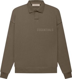 Лонгслив Fear of God Essentials Long-Sleeve Polo &apos;Wood&apos;, коричневый