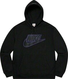 Толстовка Supreme x Nike Leather Appliqué Hooded Sweatshirt &apos;Black&apos;, черный