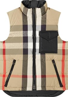 Пуховик Burberry Reversible Check Puffer Gilet &apos;Archive Beige/Black&apos;, загар