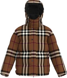 Пуховик Burberry Packaway Hood Reversible Check Puffer Jacket &apos;Dark Birch Brown&apos;, коричневый