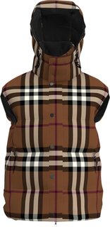Пуховик Burberry Packaway Hood Reversible Check Puffer Gilet &apos;Dark Birch Brown&apos;, коричневый