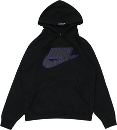 Толстовка Supreme x Nike Leather Appliqué Hooded Sweatshirt Black &apos;Black&apos;, черный