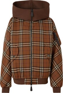 Куртка Burberry Check Jacquard Hooded Bomber Jacket &apos;Brown&apos;, коричневый