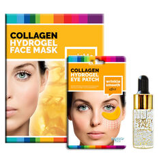 Beautyface Gold набор: сыворотка для глаз, 10 мл + коллагеновая маска для лица, 1 шт. + коллагеновые патчи для глаз, 1 пара