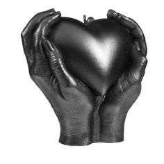 Candellana свеча сердце в руке черный металлик, 1 шт.