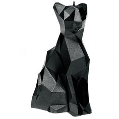 Candellana свеча кошка низкополигональная черная металлик, 1 шт.