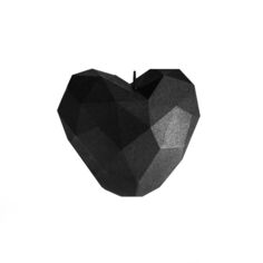 Candellana Свеча-сердечко низкополигональная черная металлик, 1 шт.