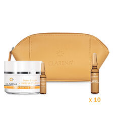 Clarena Power Pure VIT C набор: крем для лица, 50 мл + 100% Vit C AA2G, 1,5 мл + ночная сыворотка для лица 100% Vit C, 10x3 мл/1 упаковка + желтая косметичка, 1 шт.